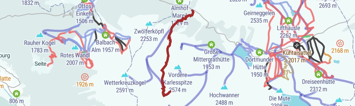 Route map: Hintere Karlesspitze
